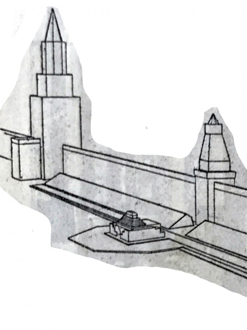 Перспективный план проекта Н. Ладовского Красная площадь (журнал "Строительство Москвы", №5, 1928)